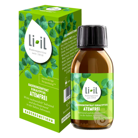 Huile de bain vegan eucalyptus Li-iL froid et défense décongestionnant