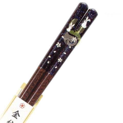 Baguettes japonaises mauve lapin