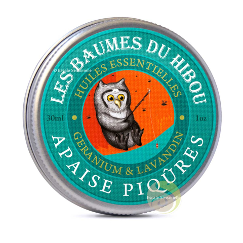 Baume apaise piqûres Bio du hibou Oléanat moustiques, araignées