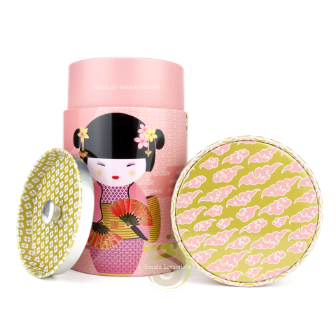 Boite double couvercle à thé little geisha rose