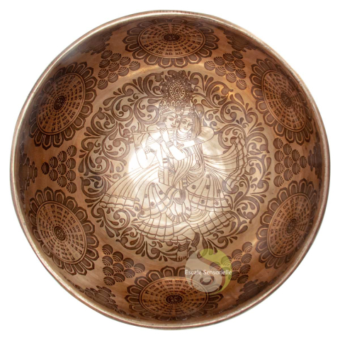 Bol Krishna 722g chantant tibétain gravé fabrication manuelle