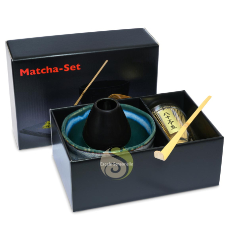 Coffret luxe à matcha abyss blue pour s'initier à la préparation du thé