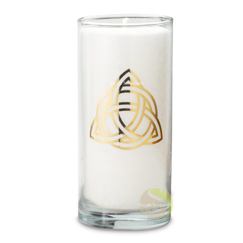 Bougie nœud celtique blanche sans parfum 60h mèche coton