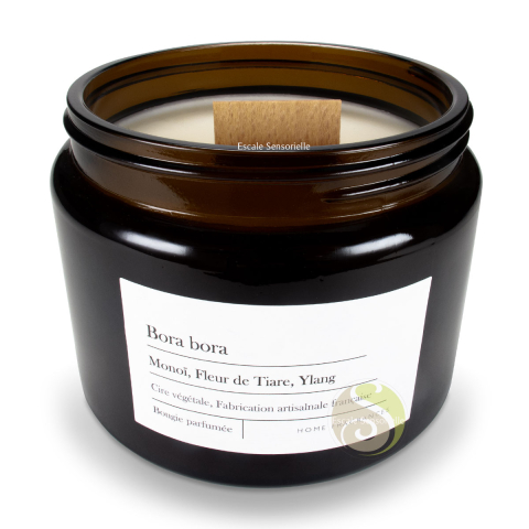 Bougie mèche bois Bora Bora aux parfums de Grasse