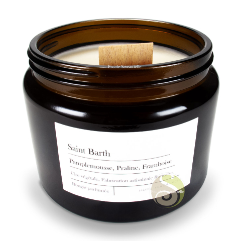 Bougie mèche bois Saint Barth aux parfums de Grasse