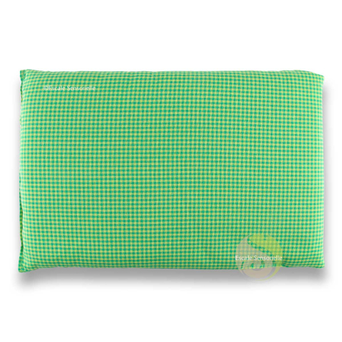 Coussin chauffant vert garni de graines de colza tissu bio