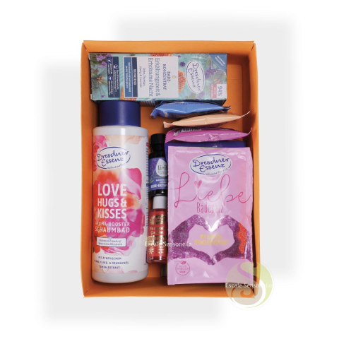 Coffret bain love bain moussant huile, galet et sel de bain