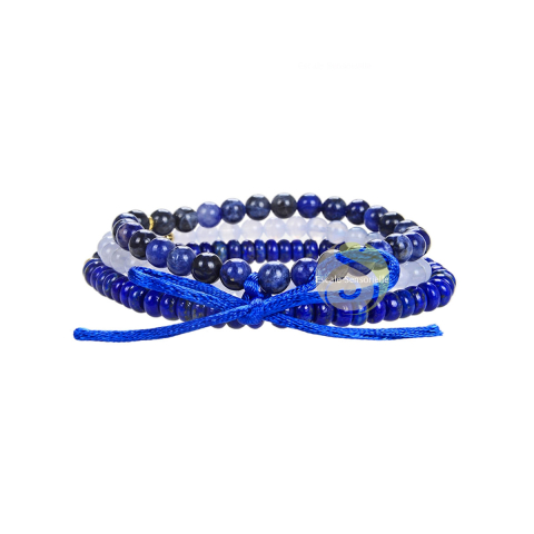 Parure 3 bracelets pierre minérale "communication"