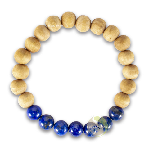 Bracelet malachite et bois de santal de 50mm avec élastique