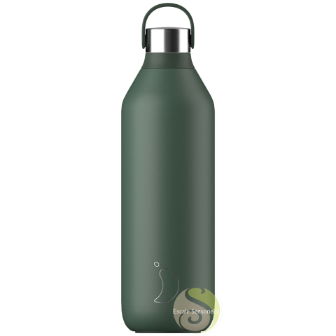 Serie 2 Bouteille Chilly's Bottle pine green 1l isotherme double paroi 24h frais