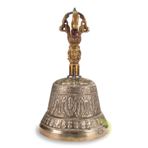Cloche tibétaine en bronze méditation prières rituels bouddhistes