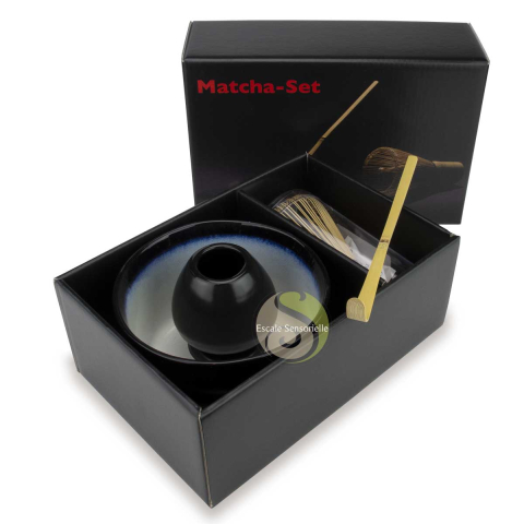 Coffret luxe à matcha blanc noir pour s'initier à la préparation du thé