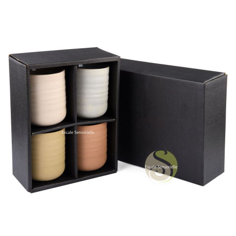 Coffret cadeau 4 tasses à thé couleurs assorties boite cadeau