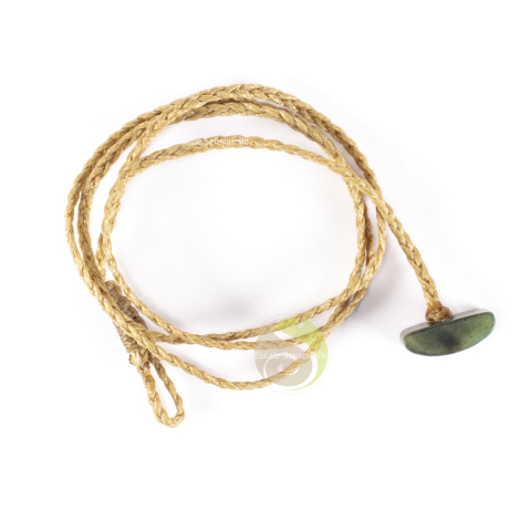Cordon naturel style maori avec fermoir en jade vert