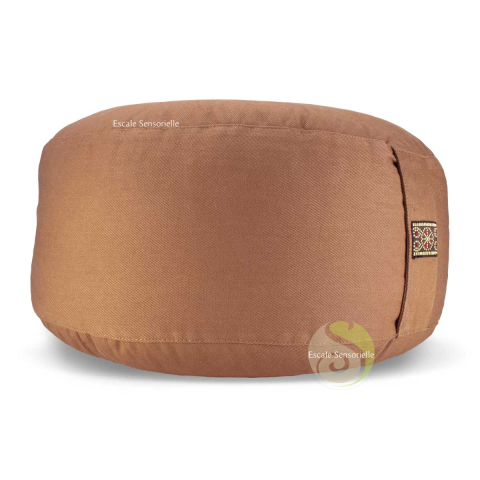 Coussin brun déhoussable 33cm avec poignée de transport coton bio