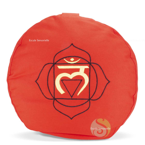Coussin chakra racine rouge garni de cosses de sarrasin 