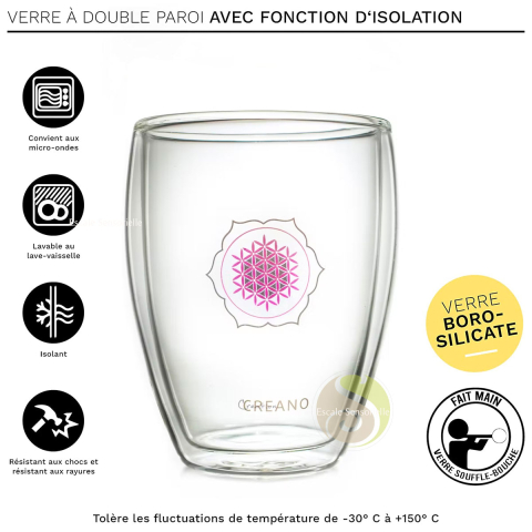 Verre à thé double paroi fleur de vie