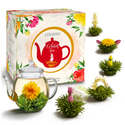 Comment préparer fleur de thé blanc coffret théière et fleurs de thé Creano