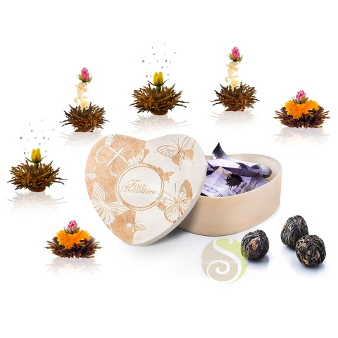 Coffret cœur fleurs de thé noir