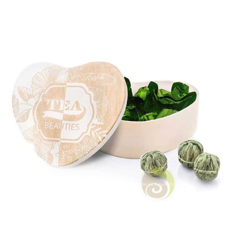 Coffret cœur fleurs de thé vert Creano fabrication manuelle