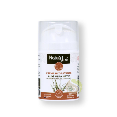 Crème hydratante bio à l'aloé vera natif Naturaloe pour une peau souple et douce