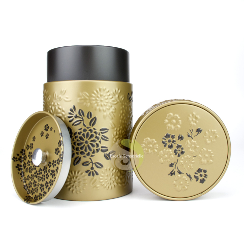 Boite double couvercle à thé yumiko gold