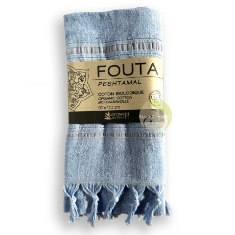 Fouta azurine collection dolce en coton Bio 90 x 170 cm
