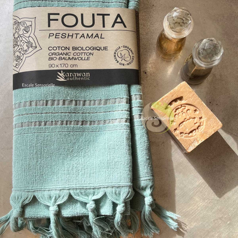 Fouta jade dolce en coton biologique