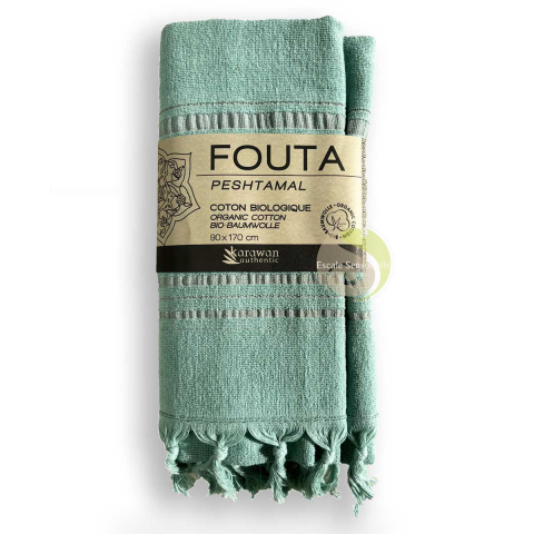 Fouta jade collection dolce en coton Bio 90 x 170 cm