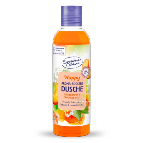 Gel douche vitalisant happy pêche, mandarine, citron et sureau
