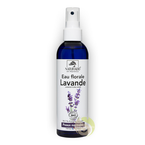 Eau florale lavande bio Naturado, hydrolat cicatrisation purifiant nettoyant