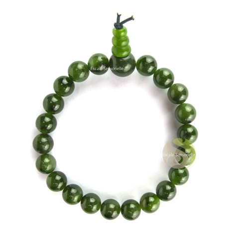 Bracelet mala tibétain Jade vert Néphrite