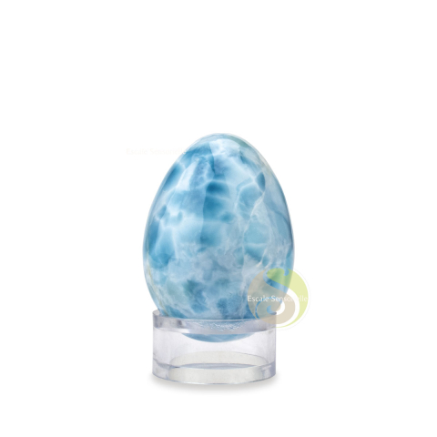 Pierre polie Larimar oeuf collection pièce unique bleu mer turquoise