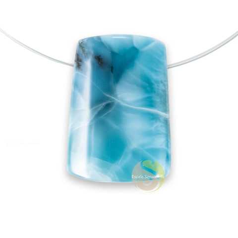 Pierre bleue mer minérale pendentif larimar unique et rare avec tour de cou