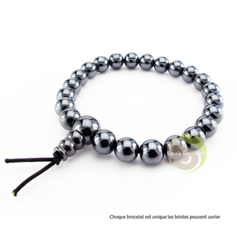 Bracelet mala tibétain hématite bouddhiste pierre minérale