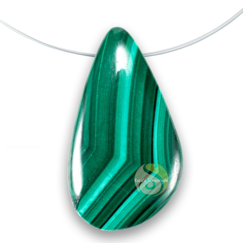 Pendentif malachite avec tour de cou bijoux pierre minérale pièce unique