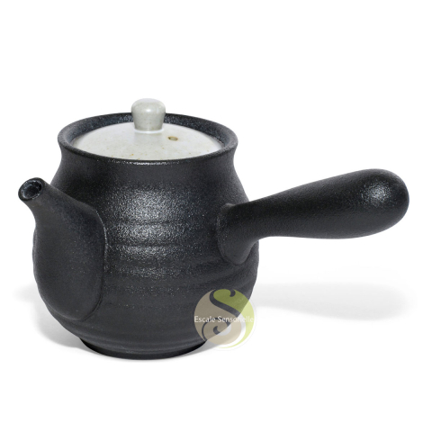 Théière 250ml yokode kyusu céramique noir blanc filtre amovible inoxydable Mizu