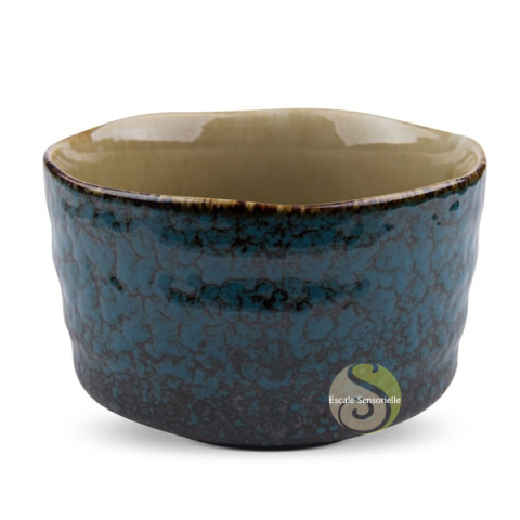 Bol à thé bleu marbré 400ml en céramique pour thé en poudre