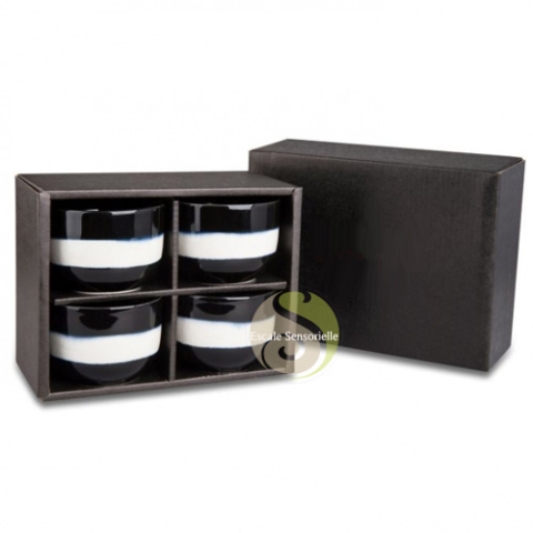 Coffret 4 tasses céramiques noires et blanches