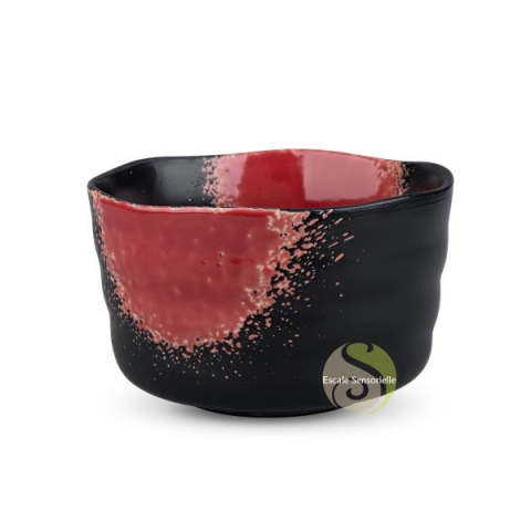 Bol à thé noir rouge en céramique pour thé en poudre