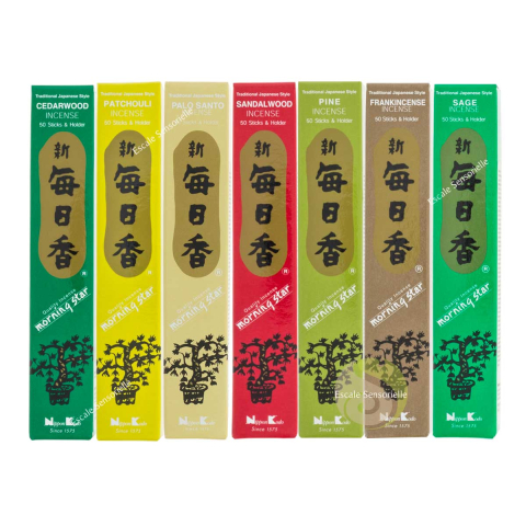 Collection 7 fragrances boisées Morning Star 50 sticks avec support céramique