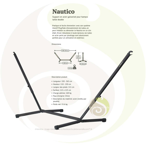 Support pour hamacs double nautico anthracite
