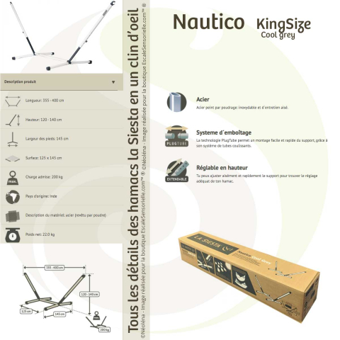 Support pour hamacs kingsize nautico cool grey