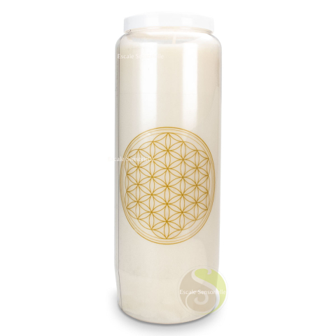 Neuvaine fleur de vie bougie sans parfum blanche