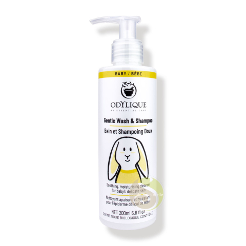 Shampoing bain doux bio Bébé Odylique apaise et hydrate l'épiderme