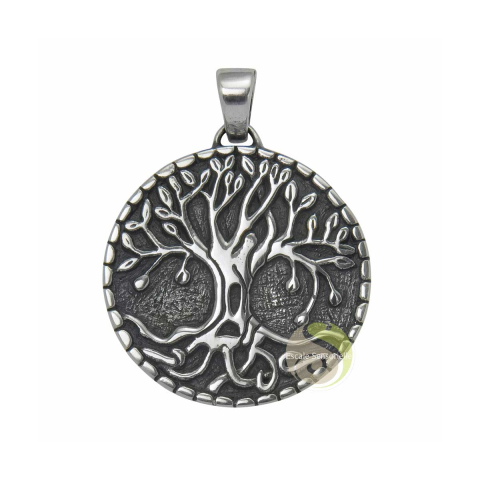 Arbre du monde pendentif argenté Swarovski vie Yggdrasil