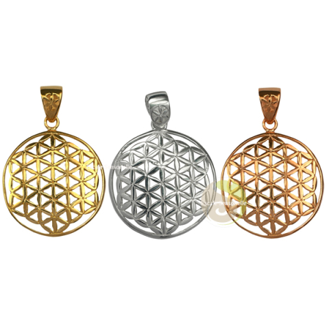 Fleur de vie pendentif bijou argent 925ème, plaqué or, plaqué or rosé fantaisie