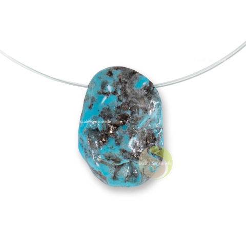 Véritable turquoise en pendentif de 10g insert de pyrite pièce unique