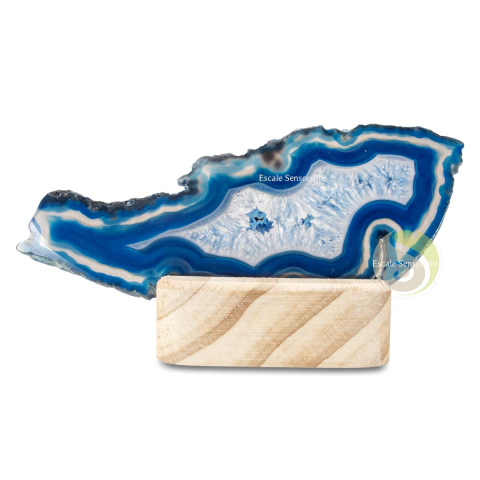 Tranche d'agate bleue marin minéraux bienfaits vertus pierre minérale