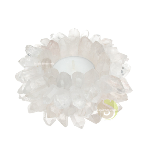 Photophore porte bougie cristal de roche minéraux lithothérapie